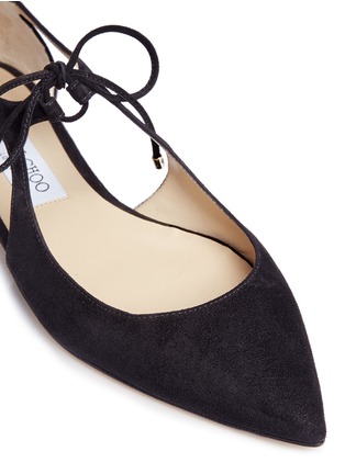 Detail View - Click To Enlarge - JIMMY CHOO - 'Vanessa' cutout suede and leather flats