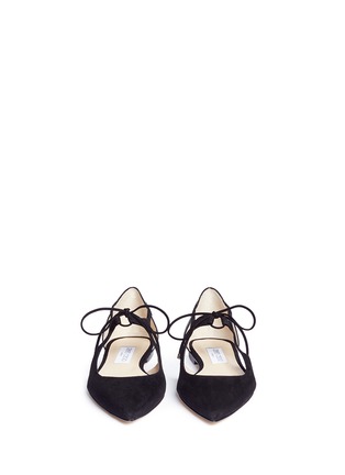 Front View - Click To Enlarge - JIMMY CHOO - 'Vanessa' cutout suede and leather flats