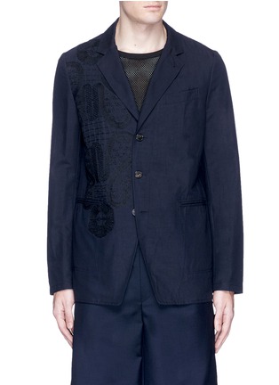 Main View - Click To Enlarge - DRIES VAN NOTEN - Tapestry embroidered cotton-linen soft blazer
