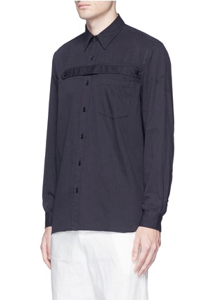 Front View - Click To Enlarge - DRIES VAN NOTEN - 'Cello' chest strap cotton shirt