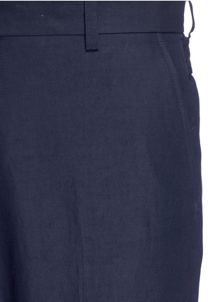 Detail View - Click To Enlarge - DRIES VAN NOTEN - Cropped wide leg cotton-linen pants
