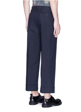 Back View - Click To Enlarge - DRIES VAN NOTEN - Cropped wide leg cotton-linen pants