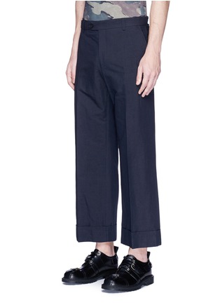 Front View - Click To Enlarge - DRIES VAN NOTEN - Cropped wide leg cotton-linen pants