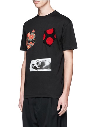 Front View - Click To Enlarge - MC Q - Polka dot appliqué floral print T-shirt