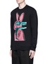 Front View - Click To Enlarge - MC Q - 'Glitch Bunny' print sweatshirt