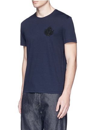 Front View - Click To Enlarge - ALEXANDER MCQUEEN - Military skull embroidery T-shirt