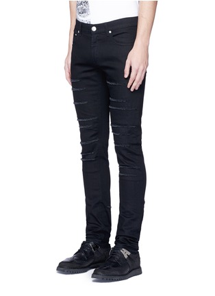 Front View - Click To Enlarge - ALEXANDER MCQUEEN - Slim fit slashed jeans