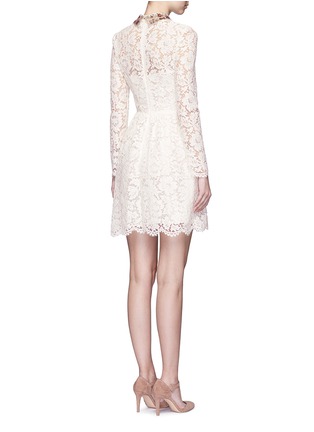 Back View - Click To Enlarge - VALENTINO GARAVANI - Detachable embellished collar floral lace dress