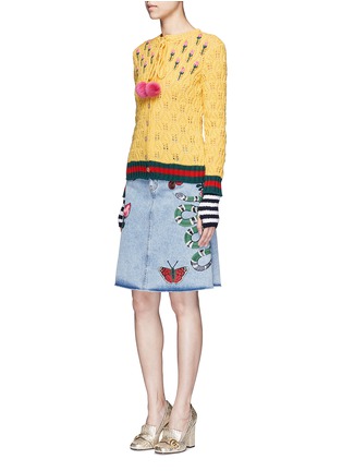 Figure View - Click To Enlarge - GUCCI - Floral intarsia crochet knit cardigan