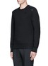 Front View - Click To Enlarge - ALEXANDER MCQUEEN - Perforated leather patch sweatshirt