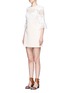 Front View - Click To Enlarge - SELF-PORTRAIT - Trumpet sleeve guipure lace crepe shift dress