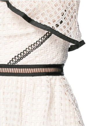 Detail View - Click To Enlarge - SELF-PORTRAIT - Contrast trim geometric guipure lace peplum top