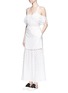 Figure View - Click To Enlarge - SELF-PORTRAIT - Daisy appliqué cold shoulder maxi dress