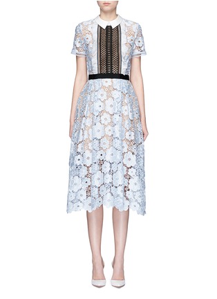 Main View - Click To Enlarge - SELF-PORTRAIT - 'Flower Garden' contrast panel guipure lace dress