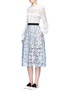 Figure View - Click To Enlarge - SELF-PORTRAIT - 'Flower Garden' guipure lace midi skirt