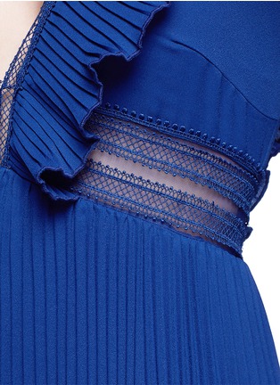 Detail View - Click To Enlarge - SELF-PORTRAIT - 'Calla' V-neck plissé pleat flounced dress