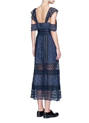 Back View - Click To Enlarge - SELF-PORTRAIT - 'Bluebell' floral appliqué lace trim dress