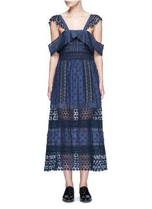Main View - Click To Enlarge - SELF-PORTRAIT - 'Bluebell' floral appliqué lace trim dress