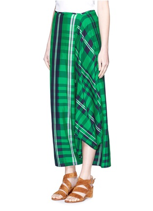 Front View - Click To Enlarge - STELLA MCCARTNEY - 'Darmouth' gingham check asymmetric cropped pants