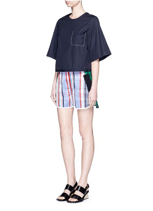 Figure View - Click To Enlarge - STELLA MCCARTNEY - 'Kristelle' mix check print patchwork jogging shorts