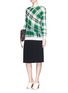 Figure View - Click To Enlarge - STELLA MCCARTNEY - Solid check cotton knit sweater
