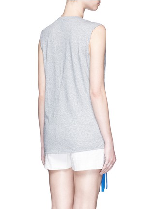 Back View - Click To Enlarge - STELLA MCCARTNEY - Fringed star patch cotton sleeveless T-shirt