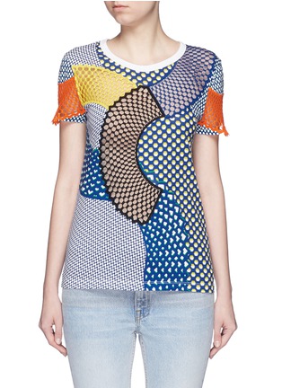Main View - Click To Enlarge - STELLA MCCARTNEY - Mix mesh patchwork jersey T-shirt
