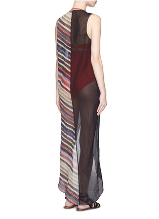 Back View - Click To Enlarge - MARYSIA - 'Newport' stripe colourblock overlap cotton-silk dress