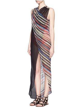 Figure View - Click To Enlarge - MARYSIA - 'Newport' stripe colourblock overlap cotton-silk dress