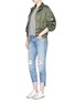 Figure View - Click To Enlarge - MONCLER - 'Gereba' floral embellishment asymmetric zip jacket