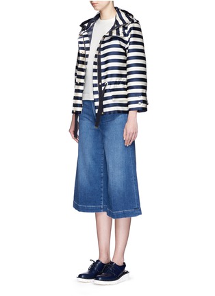 Figure View - Click To Enlarge - MONCLER - 'Corail' stripe duchesse satin jacket
