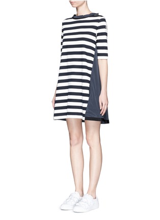 Front View - Click To Enlarge - MONCLER - Stripe jersey front dress