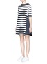 Front View - Click To Enlarge - MONCLER - Stripe jersey front dress