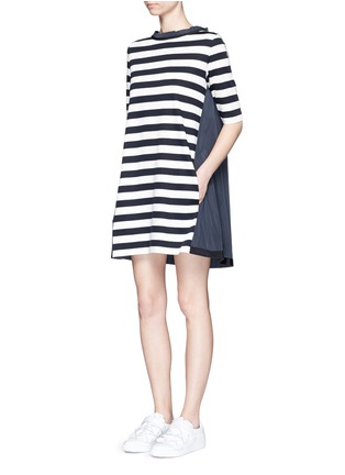 Figure View - Click To Enlarge - MONCLER - Stripe jersey front dress