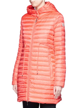 Front View - Click To Enlarge - MONCLER - 'Barbel' drawstring waist hooded long down jacket