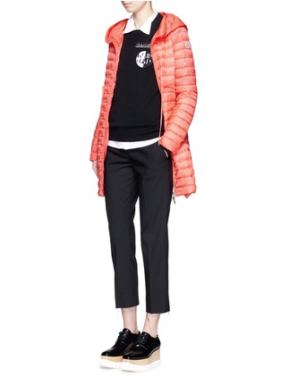 Figure View - Click To Enlarge - MONCLER - 'Barbel' drawstring waist hooded long down jacket