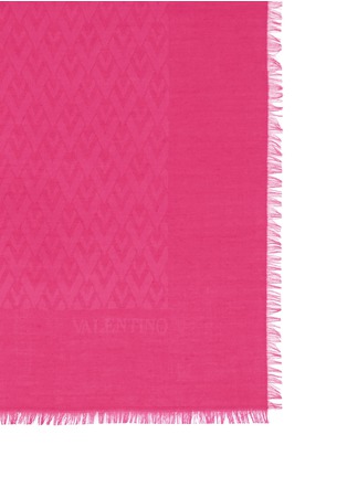 Detail View - Click To Enlarge - VALENTINO GARAVANI - 'V' logo jacquard silk-wool scarf