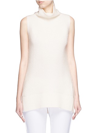 Main View - Click To Enlarge - VINCE - Directional rib wool-cashmere sleeveless turtleneck sweater