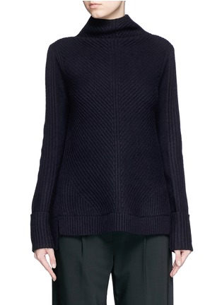 Main View - Click To Enlarge - VINCE - Directional rib wool-cashmere turtleneck sweater