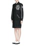 Front View - Click To Enlarge - OPENING CEREMONY - 'OC' leather sleeve varsity long jacket