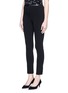 Front View - Click To Enlarge - ALEXANDER WANG - Leather waistband crepe pants