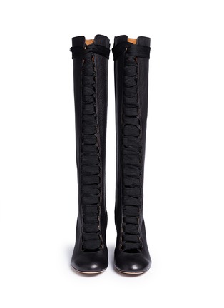 Figure View - Click To Enlarge - CHLOÉ - Lace-up knee high leather boots