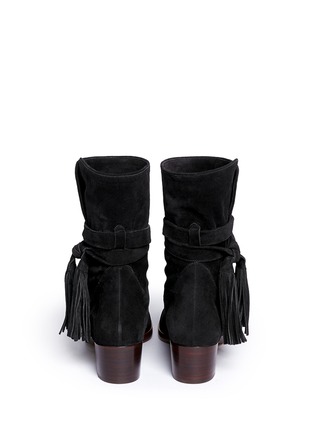 Back View - Click To Enlarge - CHLOÉ - Tassel strap suede ankle boots