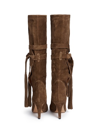Back View - Click To Enlarge - CHLOÉ - Tassle tie fold cuff suede boots