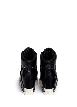 Back View - Click To Enlarge - ASH - 'Club' high top crystal leather wedge sneakers