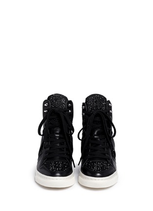 Figure View - Click To Enlarge - ASH - 'Club' high top crystal leather wedge sneakers
