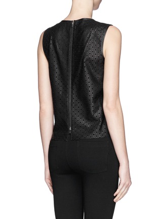 Back View - Click To Enlarge - THEORY - 'Mowita L' lasercut lamb leather tank top