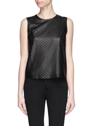 Main View - Click To Enlarge - THEORY - 'Mowita L' lasercut lamb leather tank top