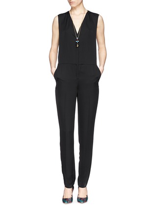 Detail View - Click To Enlarge - THEORY - 'Sibby' sleeveless silk georgette jumpsuit