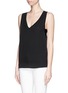 Front View - Click To Enlarge - THEORY - 'Alwa' rib trim silk tank top
